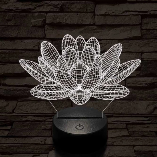 Lótusz virág 7 színű 3D led lámpa