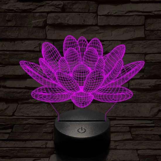 Lótusz virág 7 színű 3D led lámpa