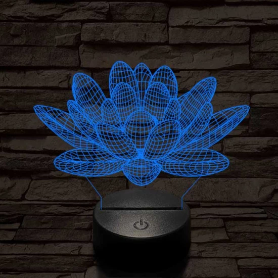 Lótusz virág 7 színű 3D led lámpa