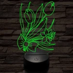 Tulipáncsokor 7 színű 3D led lámpa