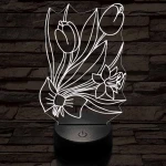 Tulipáncsokor 7 színű 3D led lámpa