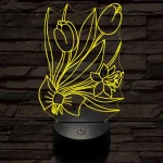 Tulipáncsokor 7 színű 3D led lámpa