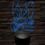 Tulipáncsokor 7 színű 3D led lámpa
