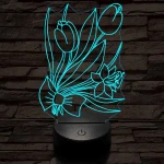 Tulipáncsokor 7 színű 3D led lámpa