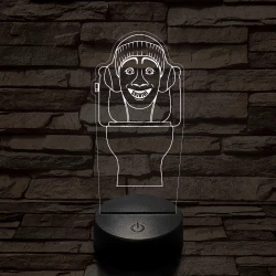 Skibidi Toilet meme 7 színű 3D led lámpa