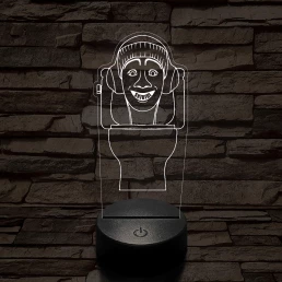 Skibidi Toilet meme 7 színű 3D led lámpa