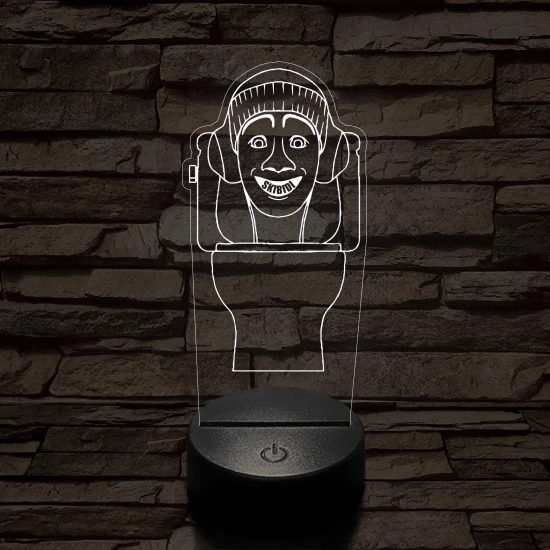 Skibidi Toilet meme 7 színű 3D led lámpa