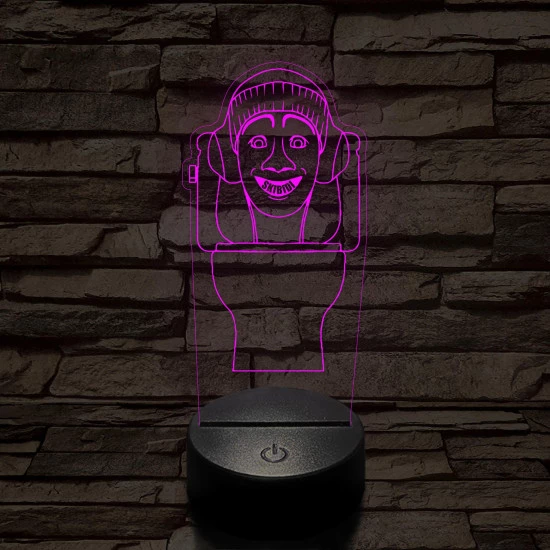 Skibidi Toilet meme 7 színű 3D led lámpa