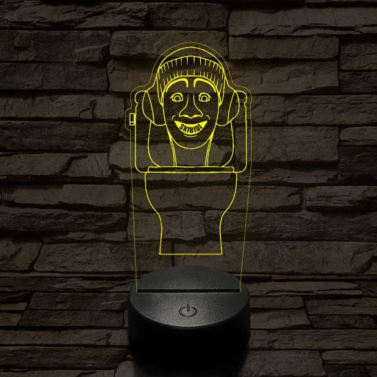 Skibidi Toilet meme 7 színű 3D led lámpa
