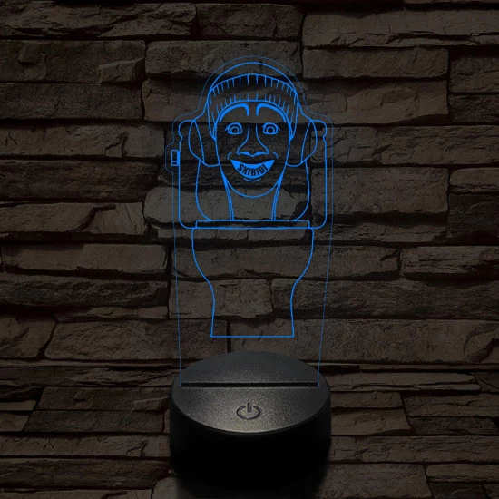 Skibidi Toilet meme 7 színű 3D led lámpa