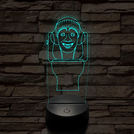 Skibidi Toilet meme 7 színű 3D led lámpa
