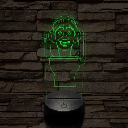 Skibidi Toilet meme 7 színű 3D led lámpa