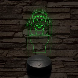 Skibidi Toilet meme 7 színű 3D led lámpa