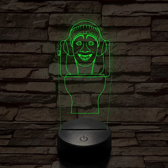 Skibidi Toilet meme 7 színű 3D led lámpa