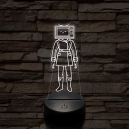 Skibidi Toilet TV hős nő meme 7 színű 3D led lámpa