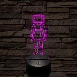 Skibidi Toilet TV hős nő meme 7 színű 3D led lámpa