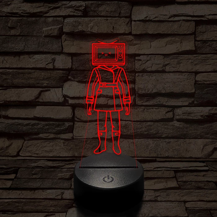 Skibidi Toilet TV hős nő meme 7 színű 3D led lámpa