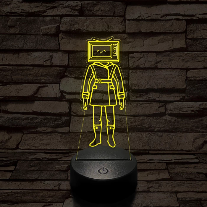 Skibidi Toilet TV hős nő meme 7 színű 3D led lámpa