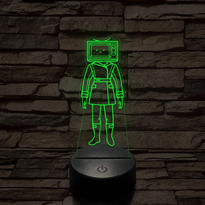 Skibidi Toilet TV hős nő meme 7 színű 3D led lámpa