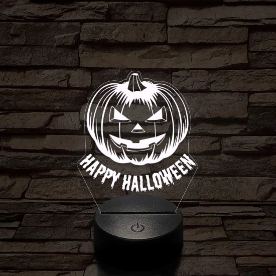 Halloween tökfej 7 színű  3D led lámpa