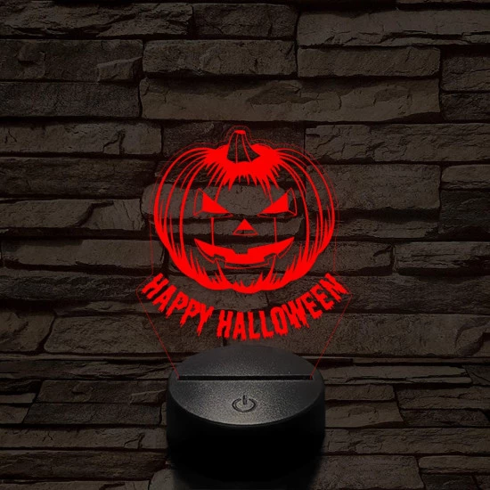 Halloween tökfej 7 színű  3D led lámpa