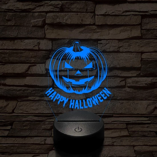 Halloween tökfej 7 színű  3D led lámpa