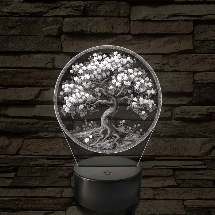 Díszes fa 7 színű valósághű 3D led lámpa