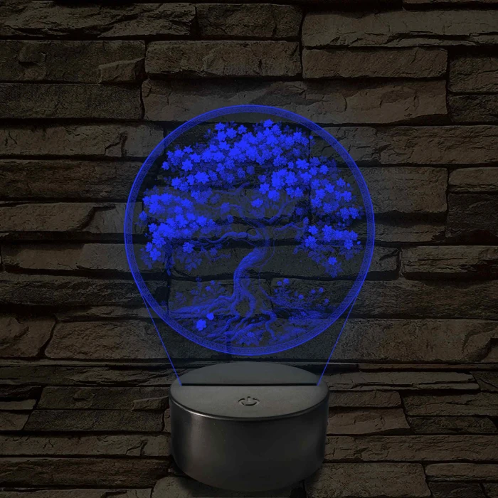 Díszes fa 7 színű valósághű 3D led lámpa
