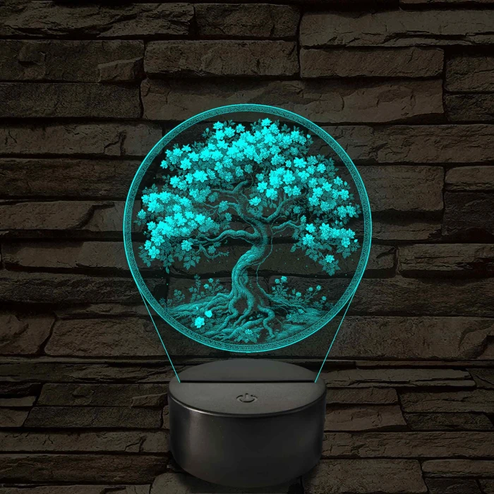 Díszes fa 7 színű valósághű 3D led lámpa