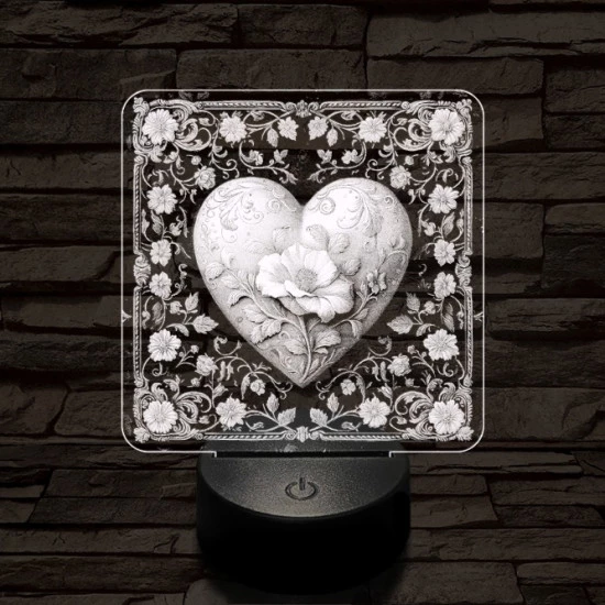 Virágzó szív 7 színű valósághű 3D led lámpa