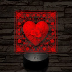 Virágzó szív 7 színű valósághű 3D led lámpa