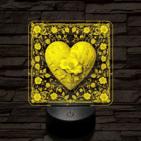 Virágzó szív 7 színű valósághű 3D led lámpa