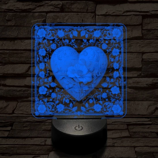 Virágzó szív 7 színű valósághű 3D led lámpa