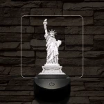 A szabadság szobra 7 színű valósághű 3D led lámpa