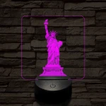 A szabadság szobra 7 színű valósághű 3D led lámpa