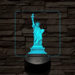 A szabadság szobra 7 színű valósághű 3D led lámpa