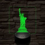A szabadság szobra 7 színű valósághű 3D led lámpa