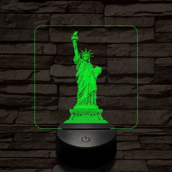 A szabadság szobra 7 színű valósághű 3D led lámpa