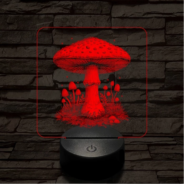 Gombatelep 7 színű valósághű 3D led lámpa
