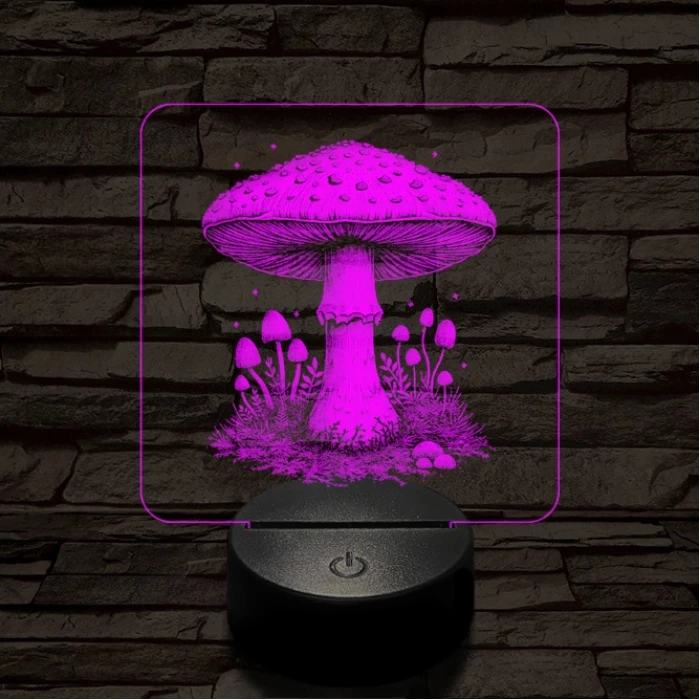 Gombatelep 7 színű valósághű 3D led lámpa