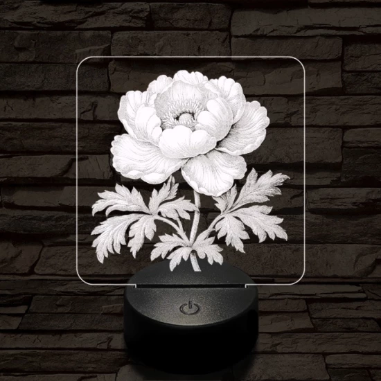 Szellőrózsa 7 színű valósághű 3D led lámpa