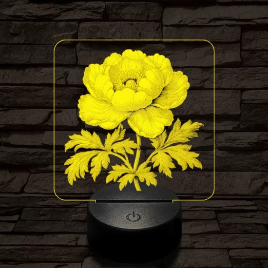 Szellőrózsa 7 színű valósághű 3D led lámpa