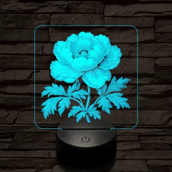 Szellőrózsa 7 színű valósághű 3D led lámpa