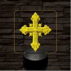 Díszes kereszt 7 színű valósághű 3D led lámpa