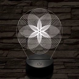 Gráf virág 7 színű  3D led lámpa