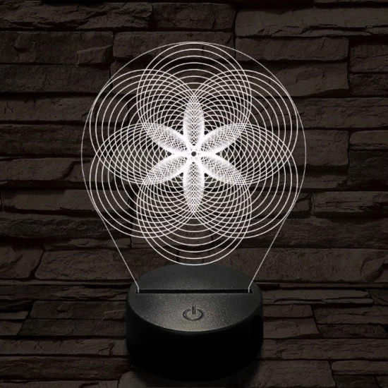 Gráf virág 7 színű  3D led lámpa