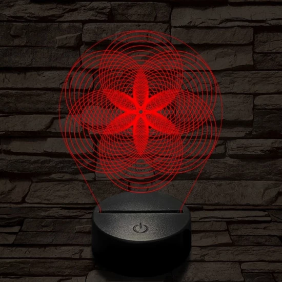 Gráf virág 7 színű  3D led lámpa