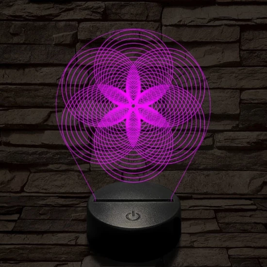 Gráf virág 7 színű  3D led lámpa