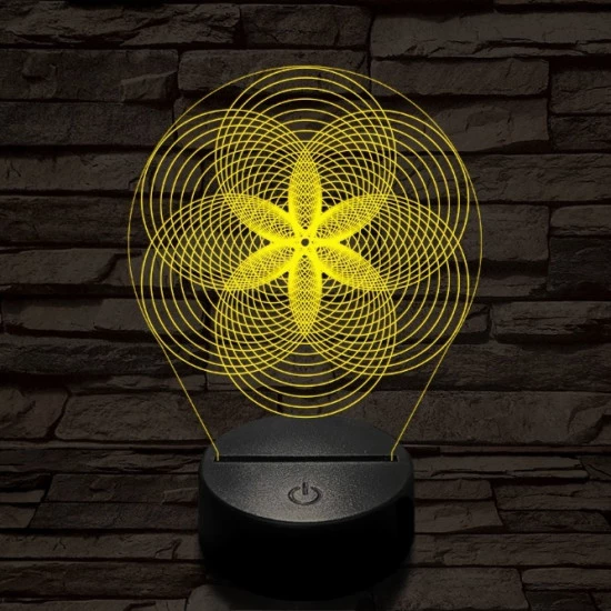 Gráf virág 7 színű  3D led lámpa
