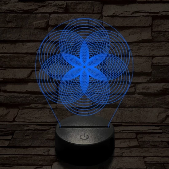 Gráf virág 7 színű  3D led lámpa